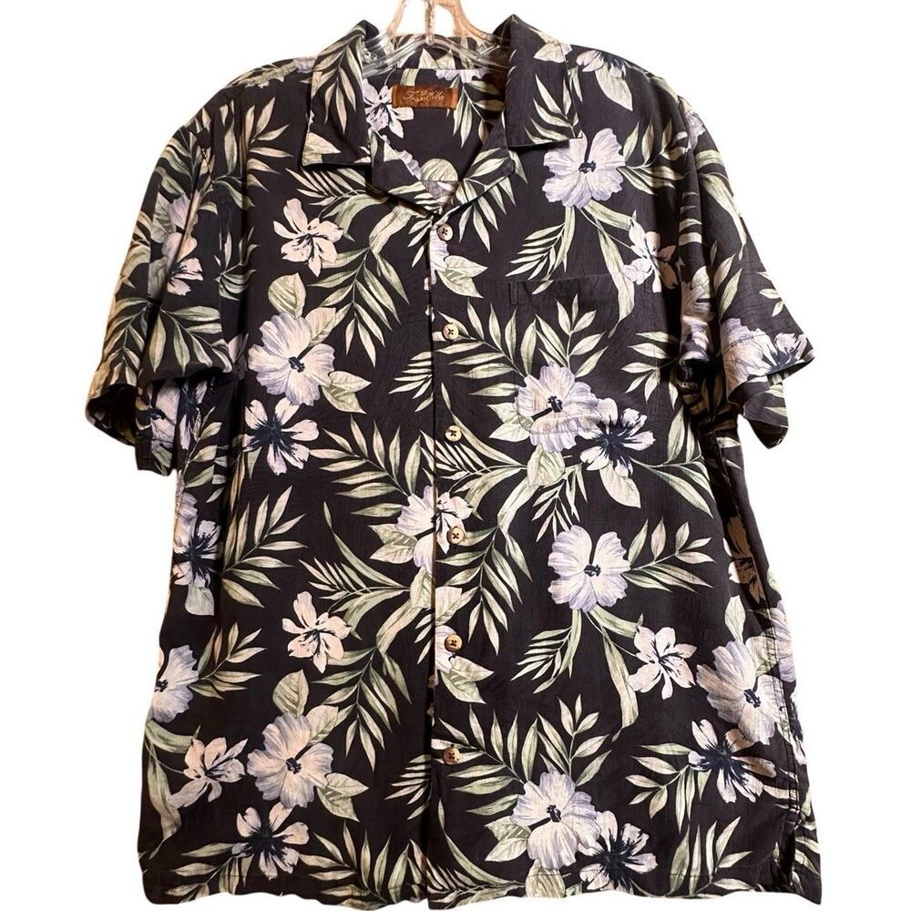 Vtg 100% Silk Tasso Elba Island Hawaiian Shirt Button Down Men’s Sz M 90s Resort